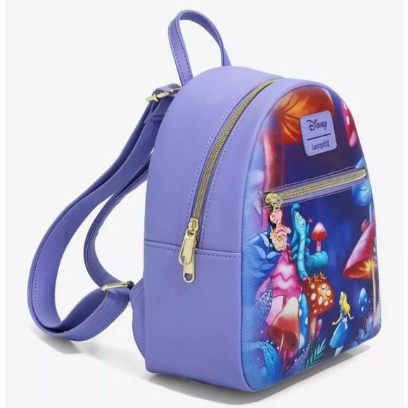 NWT Loungefly Alice In Wonderland Caterpillar Mushroom Mini Backpack - Picture 2 of 7